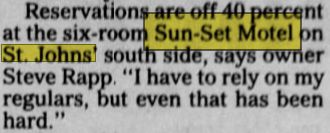 Sunset Motel - Sept 1999 Mention In Newspapers (newer photo)